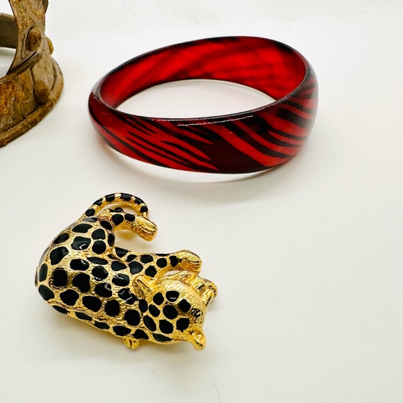 Vintage Leopard Cat Brooch & Bracelet - Picture 3 of 8